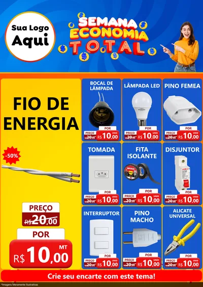 Modelo de Encarte para Encarte A4 Vertical com o tema Semana Economia Total para Materiais Elétricos