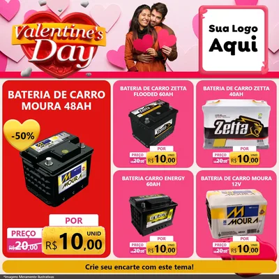 Modelo de Rede Social para Feed Facebook com o tema Valentine's Day para Baterias Elétricas