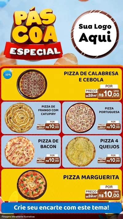 Modelo de TV para TV Vertical com o tema Páscoa Especial para Pizzaria