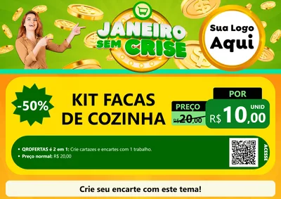 Modelo de Cartaz para Cartaz A4 Horizontal com o tema Janeiro Sem Crise para Utilidades Domésticas