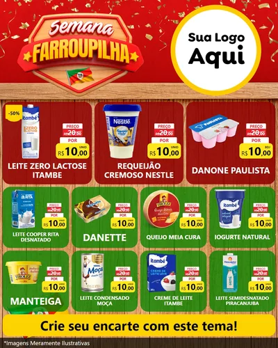 Modelo de Rede Social para Feed Instagram com o tema Semana Farroupilha para Frios e Laticínios