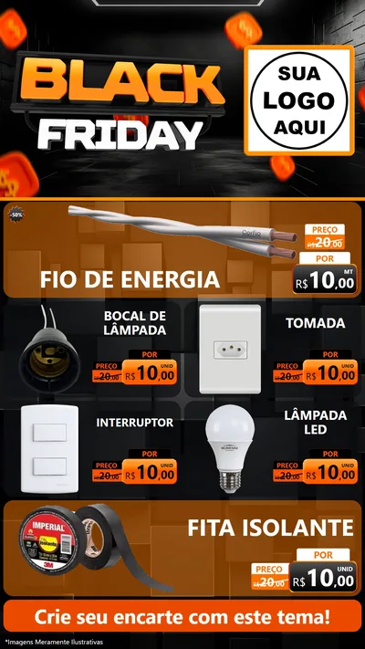 Modelo de TV para TV Vertical com o tema Black Friday para Materiais Elétricos