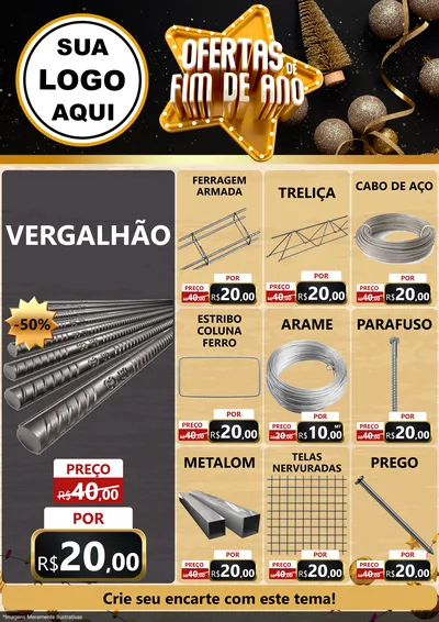 Modelo de Encarte para Encarte A4 Vertical com o tema Ofertas de Fim de Ano para Ferragens