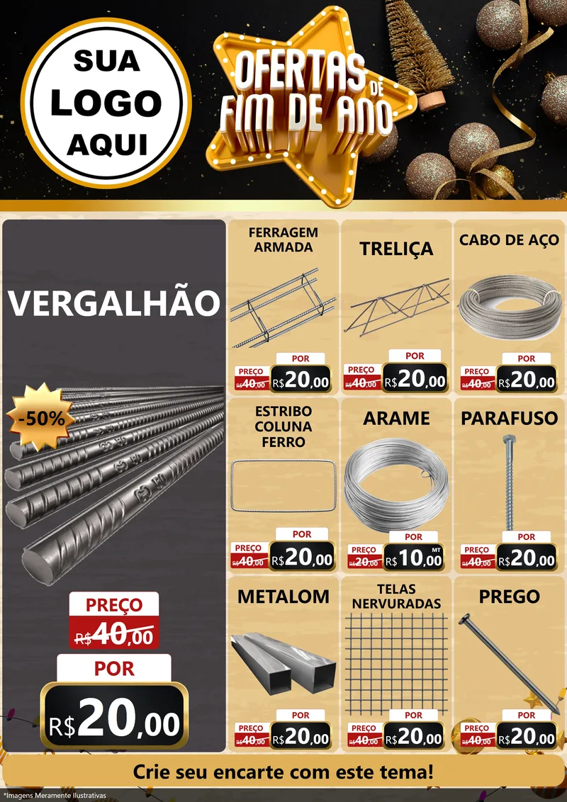 Modelo de Encarte para Encarte A4 Vertical com o tema Ofertas de Fim de Ano para Ferragens
