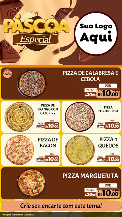 Modelo de TV para TV Vertical com o tema Páscoa Especial para Pizzaria