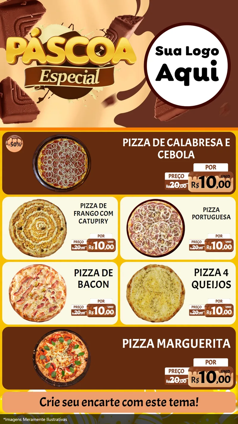 Modelo de TV para TV Vertical com o tema Páscoa Especial para Pizzaria