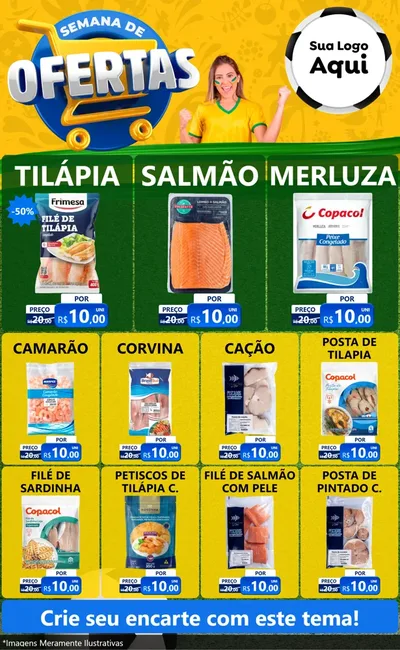 Modelo de Encarte para Encarte Grande com o tema Semana de Ofertas - Copa para Peixaria