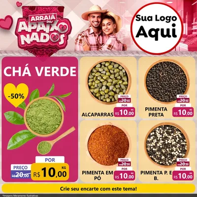 Modelo de Rede Social para Feed Facebook com o tema Arraiá dos Apaixonados - Junina para Produtos Naturais