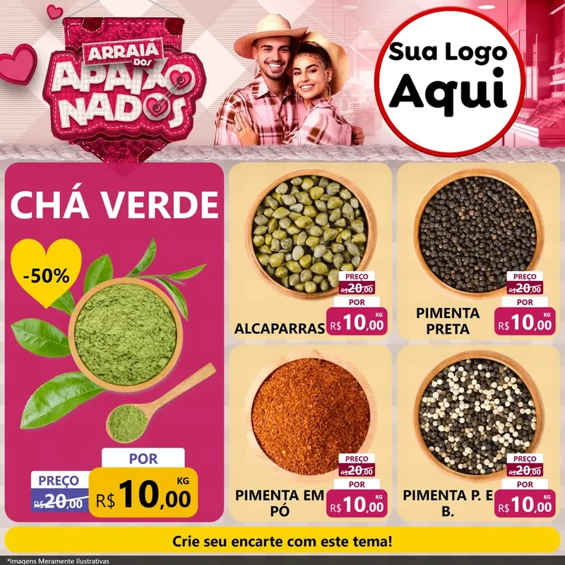 Modelo de Rede Social para Feed Facebook com o tema Arraiá dos Apaixonados - Junina para Produtos Naturais
