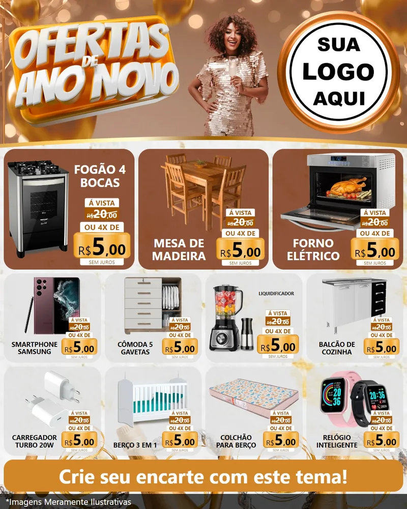 Modelo de Rede Social para Feed Instagram com o tema Ofertas de Ano Novo para Móveis e Eletro