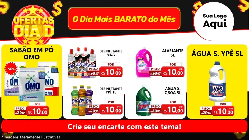 Modelo de TV para TV Horizontal com o tema Dia D para Produtos de Limpeza