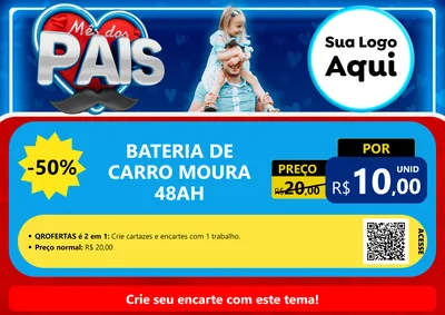Modelo de Cartaz para Cartaz A4 Horizontal com o tema Mês Dos Pais para Baterias Elétricas