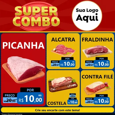 Modelo de Rede Social para Feed Facebook com o tema Super Combo para Açougue