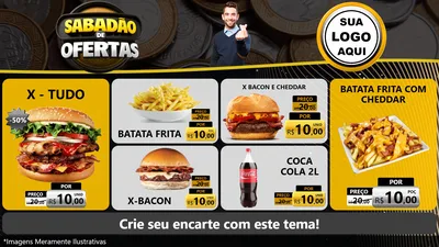 Modelo de TV para TV Horizontal com o tema Sabadão de Ofertas para Hamburgueria