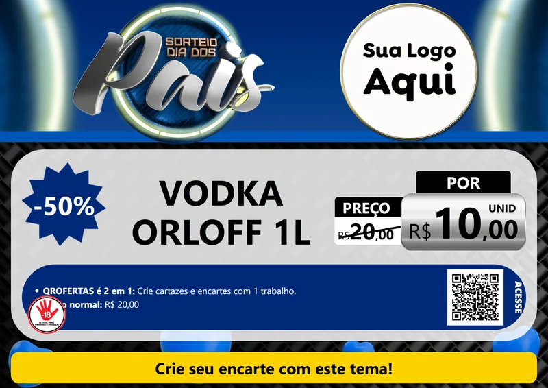 Modelo de Cartaz para Cartaz A4 Horizontal com o tema Sorteio Dia Dos Pais para Distribuidora de bebidas
