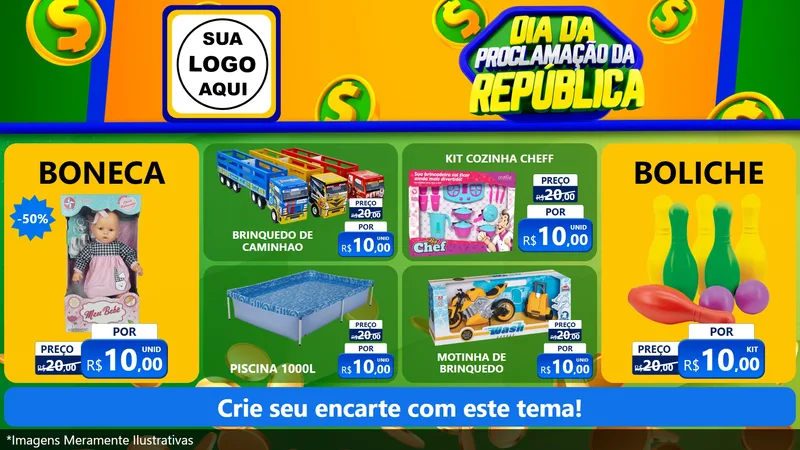 Modelo de TV para TV Horizontal com o tema Dia Da Proclamação da República para Brinquedos