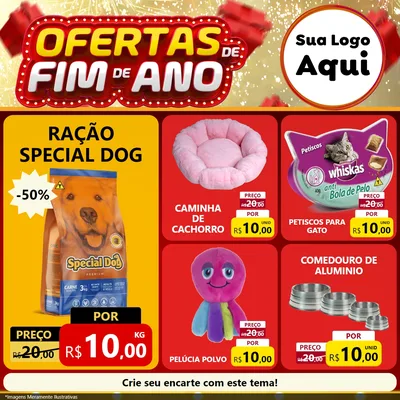 Modelo de Rede Social para Feed Facebook com o tema Ofertas de Fim de Ano para Pet Shop