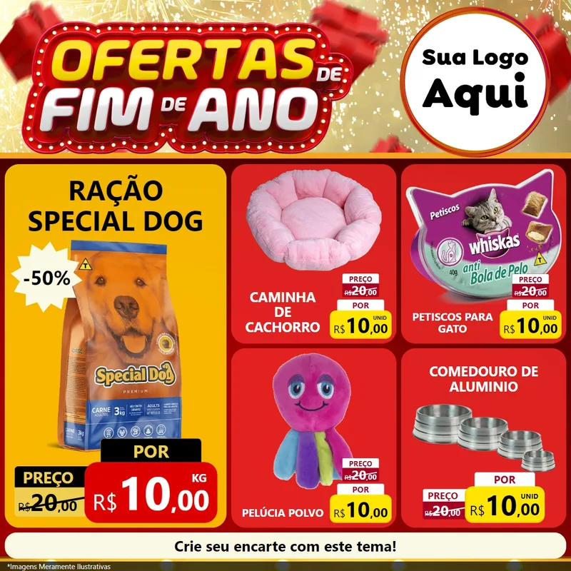 Modelo de Rede Social para Feed Facebook com o tema Ofertas de Fim de Ano para Pet Shop