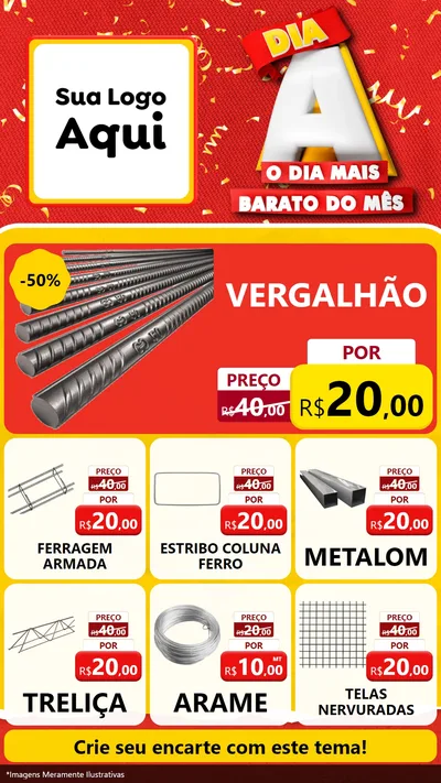 Modelo de Rede Social para Stories com o tema Dia A o Dia Mais Barato do Mês para Ferragens