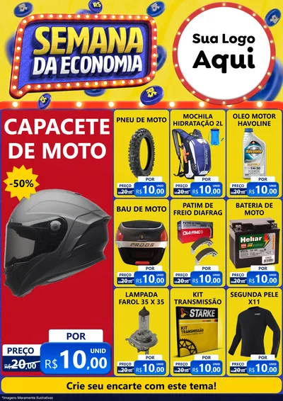Modelo de Encarte para Encarte A4 Vertical com o tema Semana da Economia para Moto peças