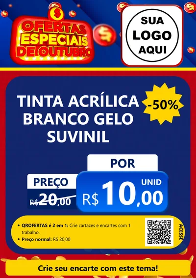 Modelo de Cartaz para Cartaz A4 Vertical com o tema Ofertas Especiais de Outubro para Tintas e Ferramentas