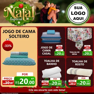 Modelo de Rede Social para Feed Facebook com o tema Natal Especial para Cama, Mesa e Banho