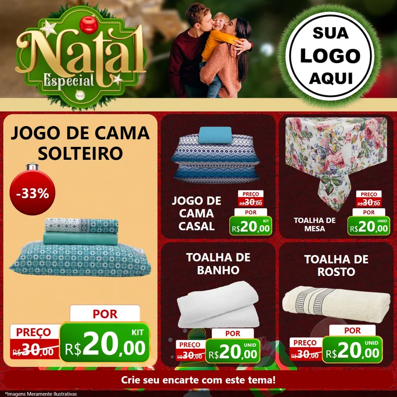 Modelo de Rede Social para Feed Facebook com o tema Natal Especial para Cama, Mesa e Banho