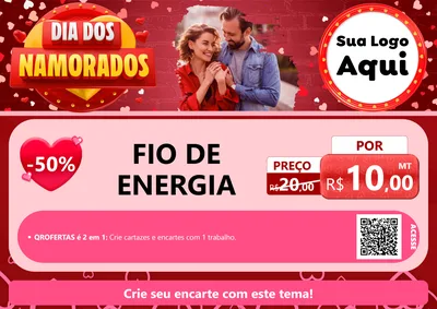 Modelo de Cartaz para Cartaz A4 Horizontal com o tema Dia Dos Namorados para Materiais Elétricos