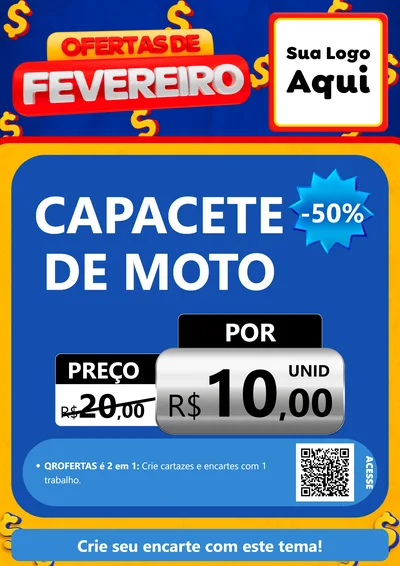 Modelo de Cartaz para Cartaz A4 Vertical com o tema Ofertas de Fevereiro para Moto peças