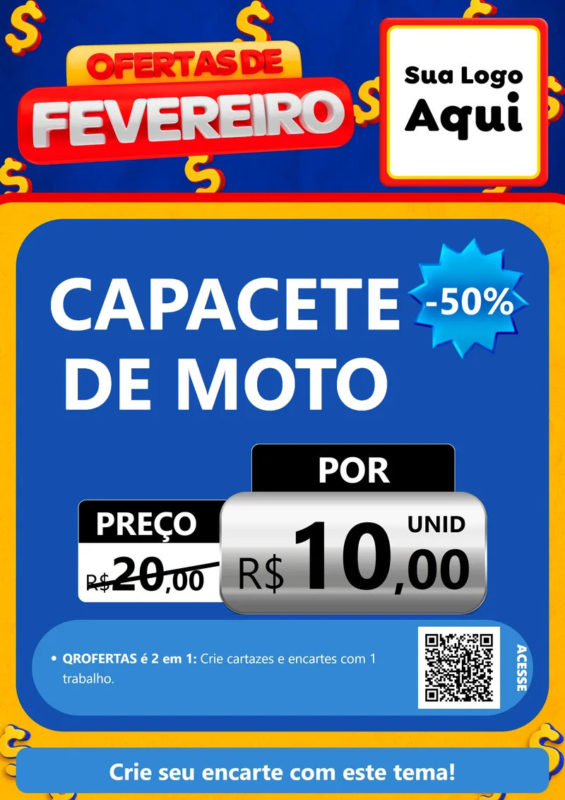Modelo de Cartaz para Cartaz A4 Vertical com o tema Ofertas de Fevereiro para Moto peças