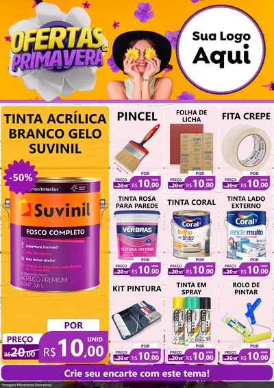 Modelo de Encarte para Encarte A4 Vertical com o tema Ofertas Da Primavera para Tintas e Ferramentas