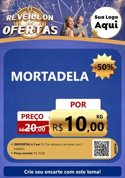 Modelo de Cartaz para Cartaz A4 Vertical com o tema Réveillon de Ofertas para Frios e Laticínios
