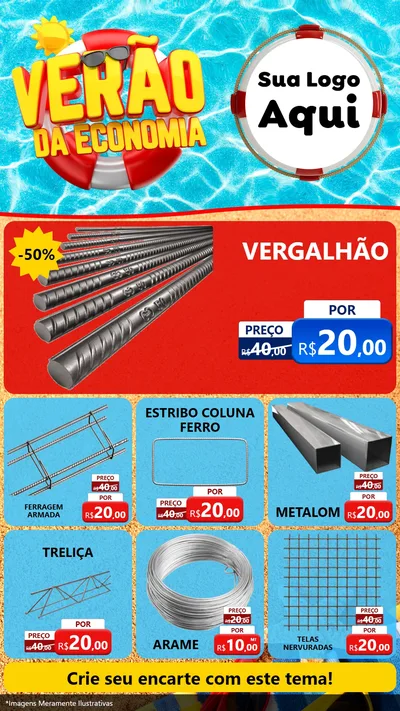 Modelo de Rede Social para Stories com o tema Verão da Economia para Ferragens