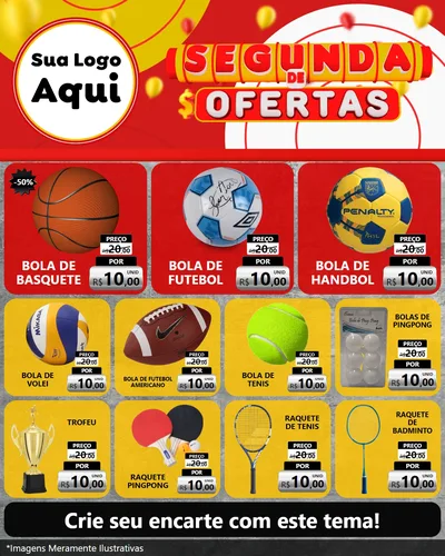 Modelo de Rede Social para Feed Instagram com o tema Segunda de Ofertas para Artigos Esportivos