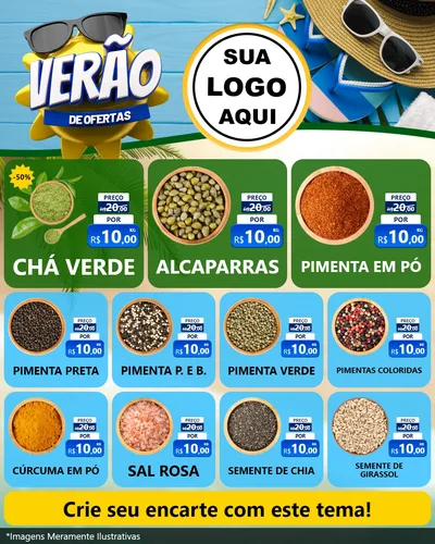Modelo de Rede Social para Feed Instagram com o tema Verão de Ofertas para Produtos Naturais