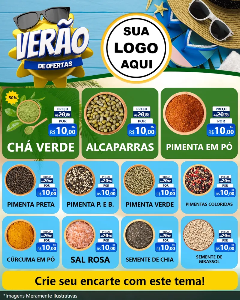 Modelo de Rede Social para Feed Instagram com o tema Verão de Ofertas para Produtos Naturais