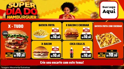 Modelo de TV para TV Horizontal com o tema Super Dia do Hamburguer para Hamburgueria