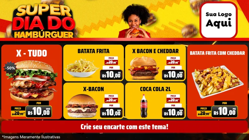 Modelo de TV para TV Horizontal com o tema Super Dia do Hamburguer para Hamburgueria