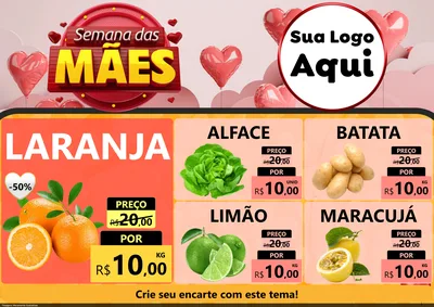 Modelo de Encarte para Encarte A4 Horizontal com o tema Semana das Mães para Hortifrúti