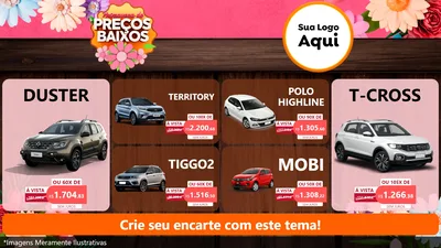 Modelo de TV para TV Horizontal com o tema Primavera de Preços Baixos para Concessionaria de Carros