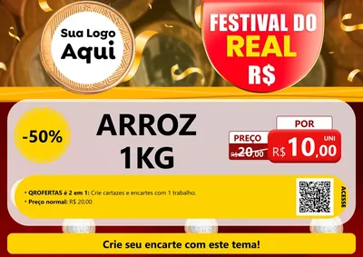 Modelo de Cartaz para Cartaz A4 Horizontal com o tema Festival do Real para Supermercado