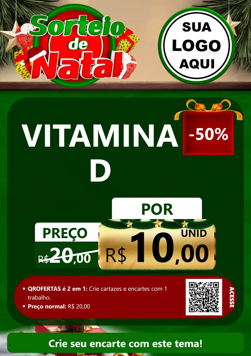 Modelo de Cartaz para Cartaz A4 Vertical com o tema Sorteio de Natal para Farmácia