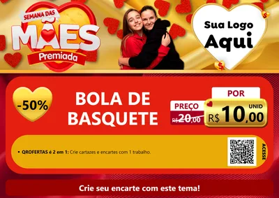 Modelo de Cartaz para Cartaz A4 Horizontal com o tema Semana das Mães Premiada para Artigos Esportivos