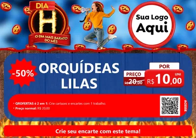 Modelo de Cartaz para Cartaz A4 Horizontal com o tema Dia H - O Dia Mais Barato Do Mês para Floricultura e jardim