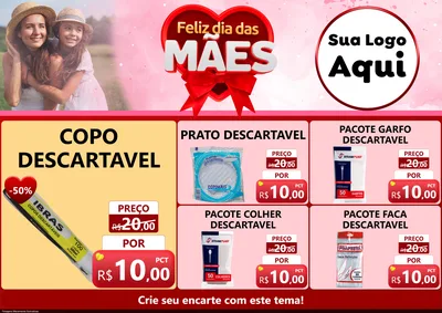 Modelo de Encarte para Encarte A4 Horizontal com o tema Feliz Dia Das Mães para Embalagens