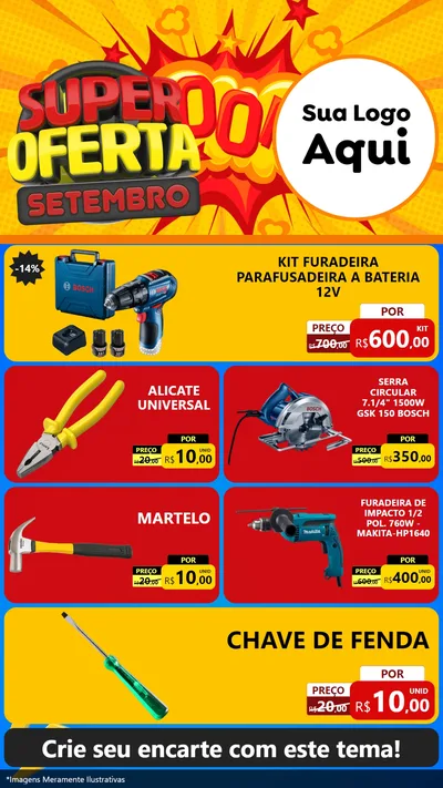 Modelo de TV para TV Vertical com o tema Super Oferta Setembro para Maquinas e Ferramentas