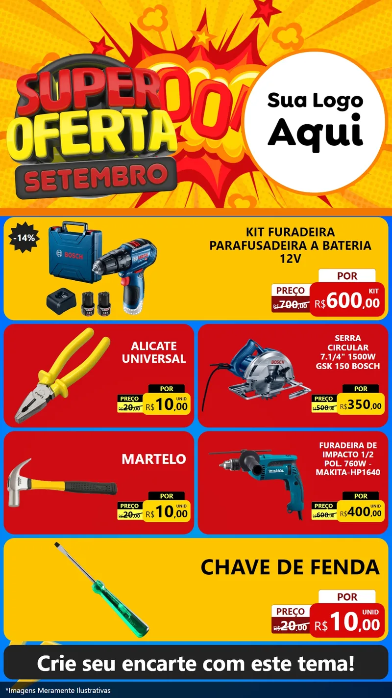 Modelo de TV para TV Vertical com o tema Super Oferta Setembro para Maquinas e Ferramentas