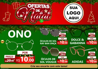Modelo de Encarte para Encarte A4 Horizontal com o tema Ofertas de Natal para Óticas