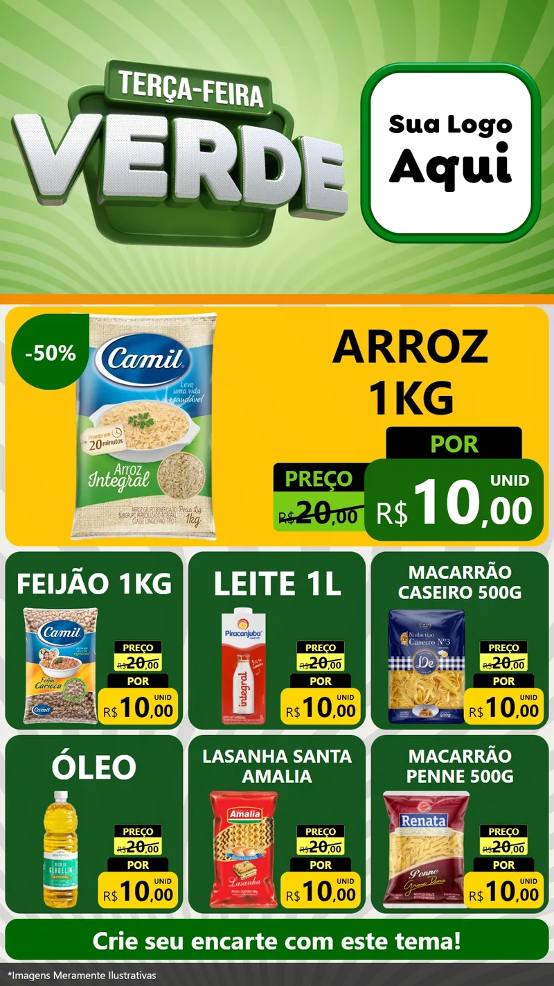 Modelo de Rede Social para Stories com o tema Terça - Feira Verde para Supermercado