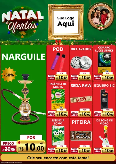 Modelo de Encarte para Encarte A4 Vertical com o tema Natal de Ofertas para Tabacaria